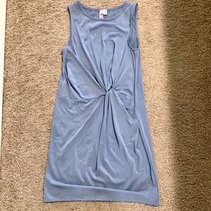 Dusty blue form fitting knotted mini dress